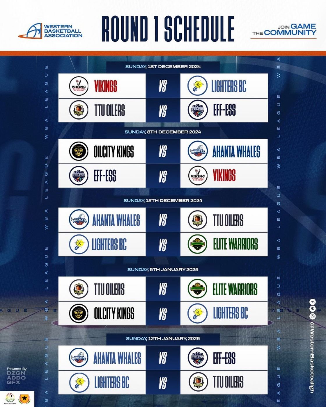 🏀 Western Basketball Association League - Round 1 Fixtures 🔥 The wait is over! The stage is set, and the action begins with Round 1 of the WBA League
