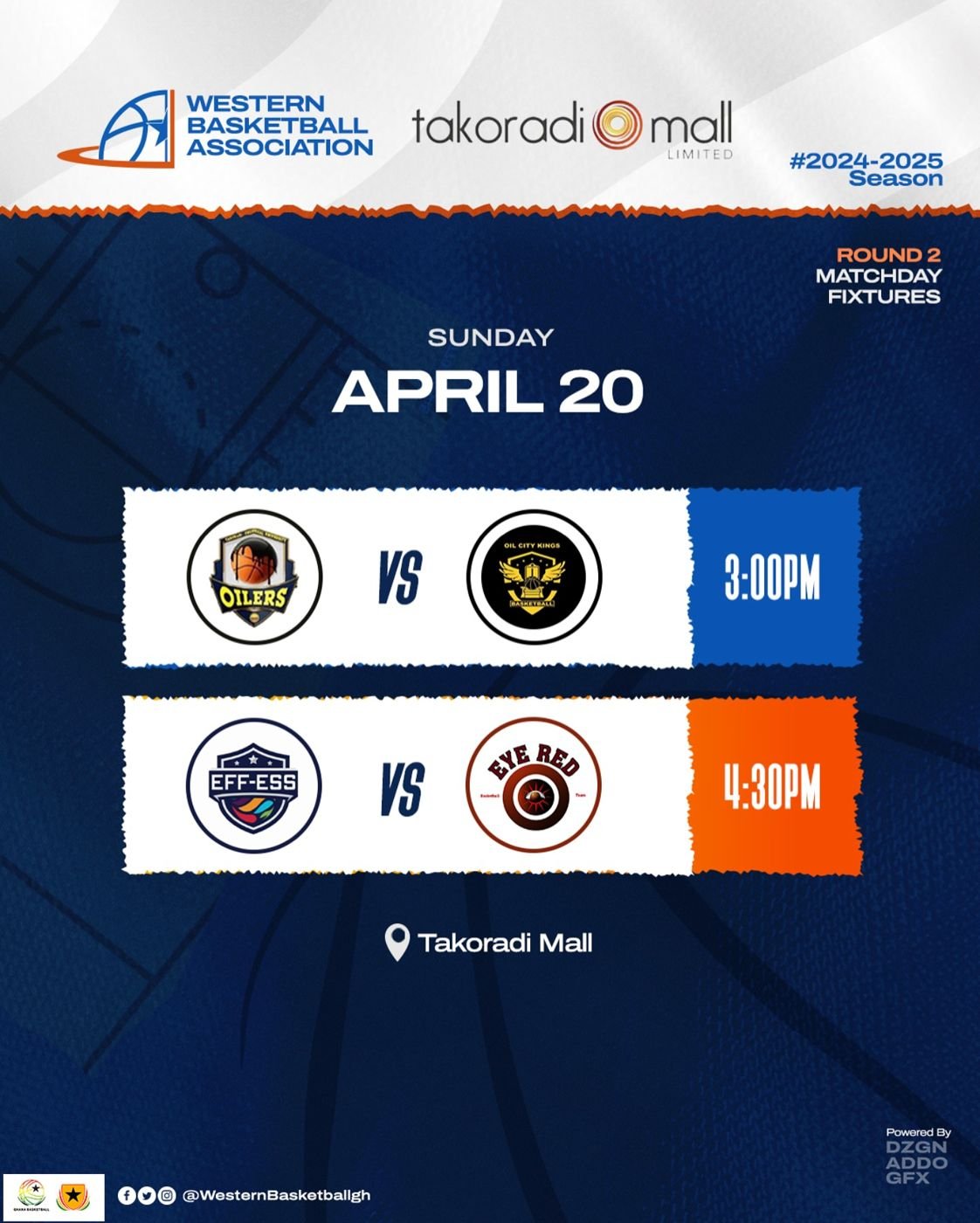 🏀🔥 This Sunday at the Takoradi Mall! Get ready for a thrilling GameDay featuring two intense matchups: 🔹 Oilers vs