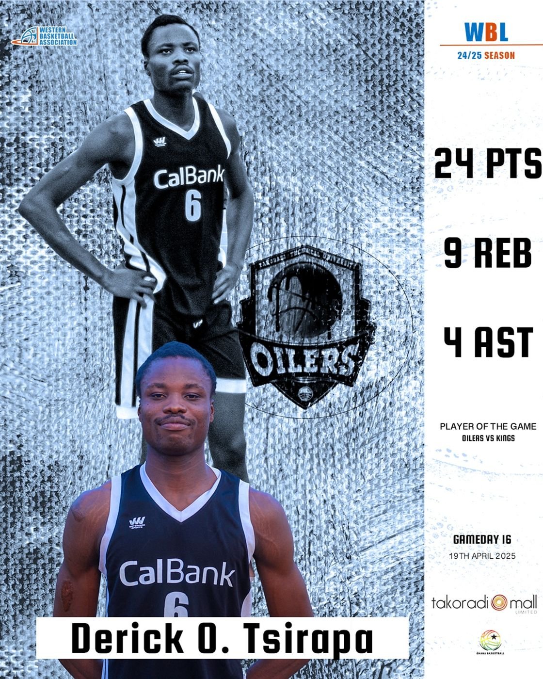 🏀🌟 Player of the Game Alert! Derick Tsirapa delivers another standout performance with 24 points, 9 rebounds, and 4 assists to lead his team to victor