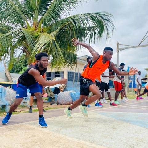 Scenes from Camp Day 2 of the @westernbasketballgh Players clinic .