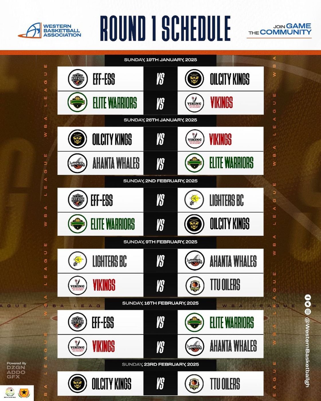 🏀 Western Basketball Association League - Round 1 Fixtures 🔥 The wait is over! The stage is set, and the action begins with Round 1 of the WBA League