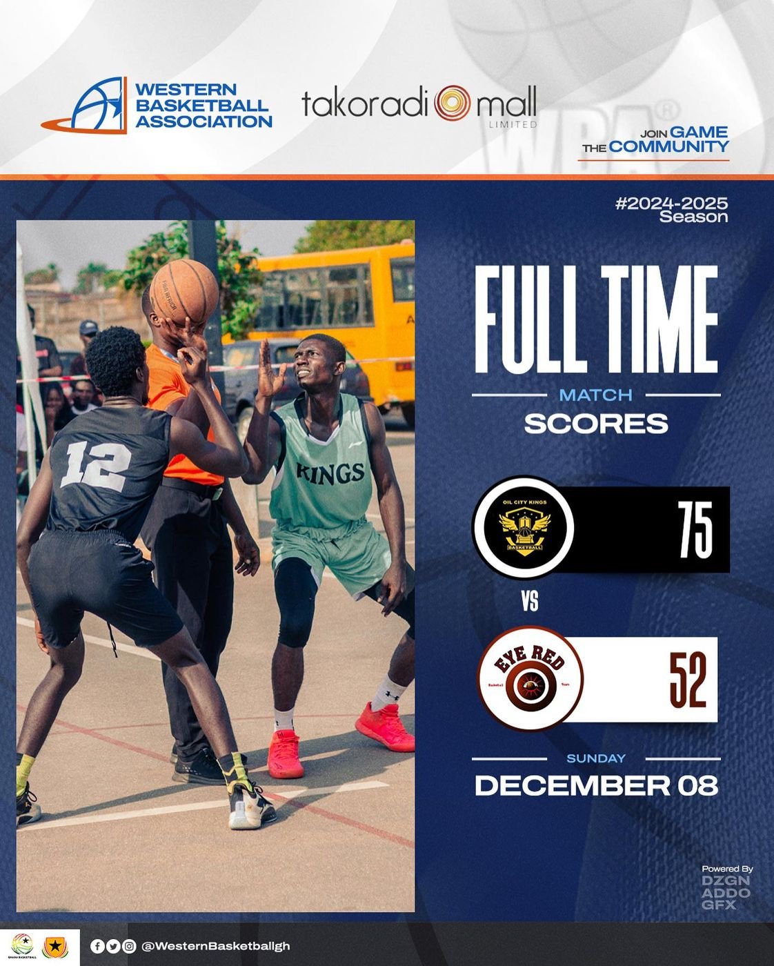 🏀 Western Basketball League Recap 🏆 Last Sunday, the Western Basketball Association (WBA) hosted another round of thrilling games at Takoradi Mall in 