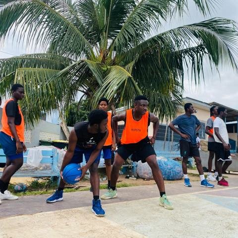 Scenes from Camp Day 2 of the @westernbasketballgh Players clinic .