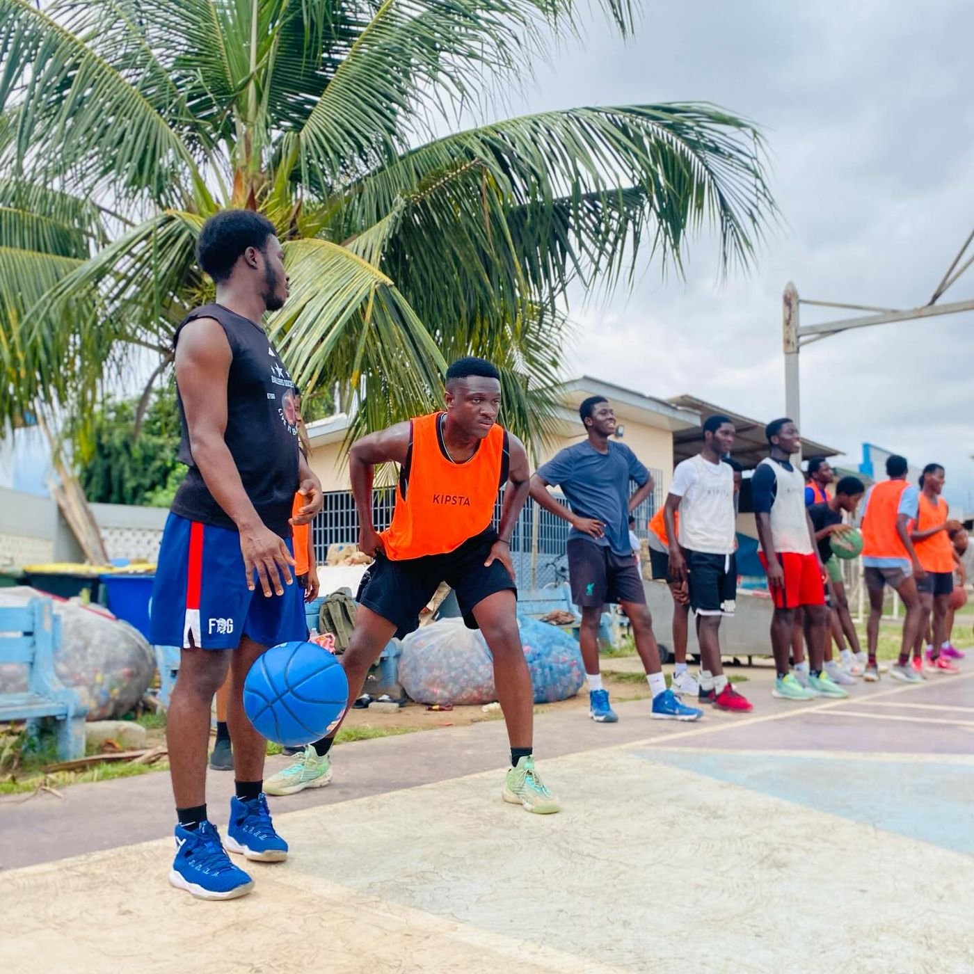 Scenes from Camp Day 2 of the @westernbasketballgh Players clinic .